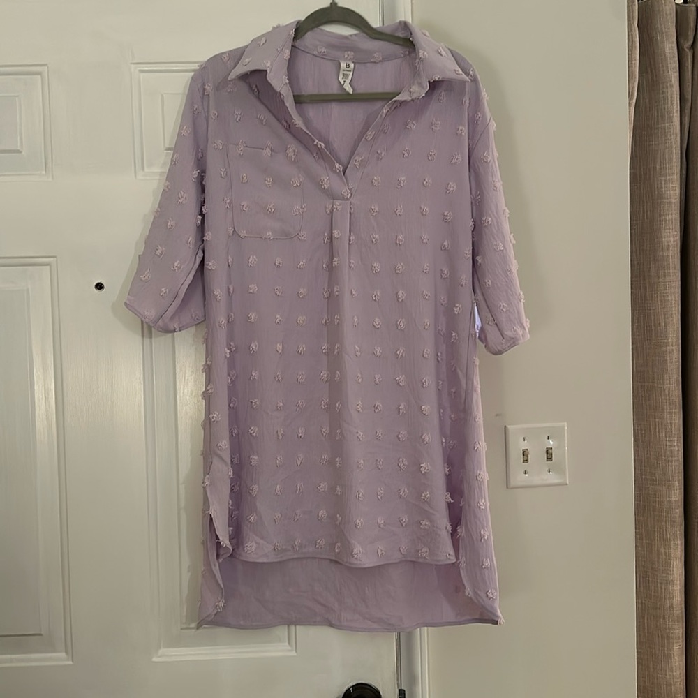 Lavender cover up with pompoms